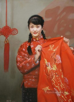 中国 Painting - 旧暦の最初の月 中国の女の子
